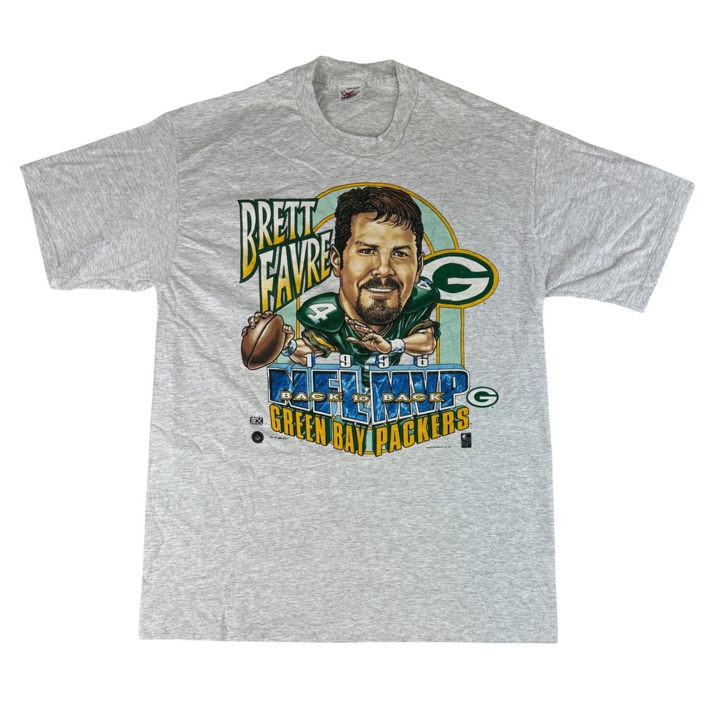 All American Wear T-Shirt Mens XL Gray Brett Favre 1996 NFL MVP Vintage 90s USA